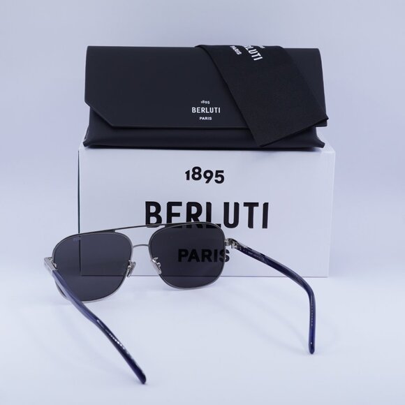 Berluti BL40004U 01C Sunglasses Silver/Blue Square Frame, Silver Lenses - Picture 9 of 9